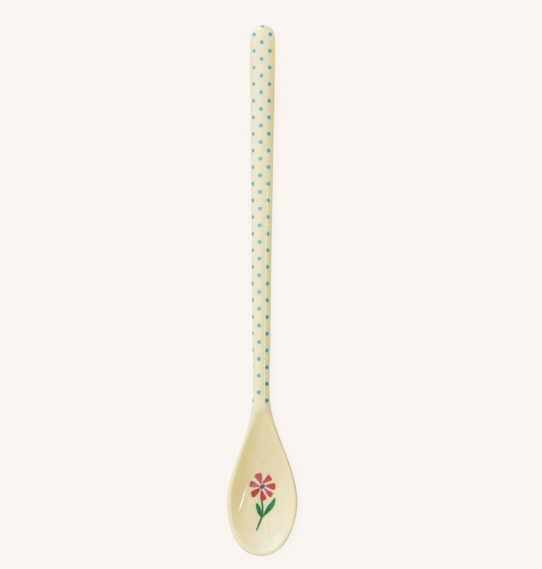 Rice Melamin Latte-Löffel - Crème - Dots and Flowers Print