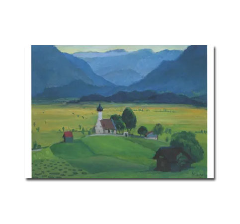 Gabriele Münter Postkarte "Ramsachkirchlein, 1928"