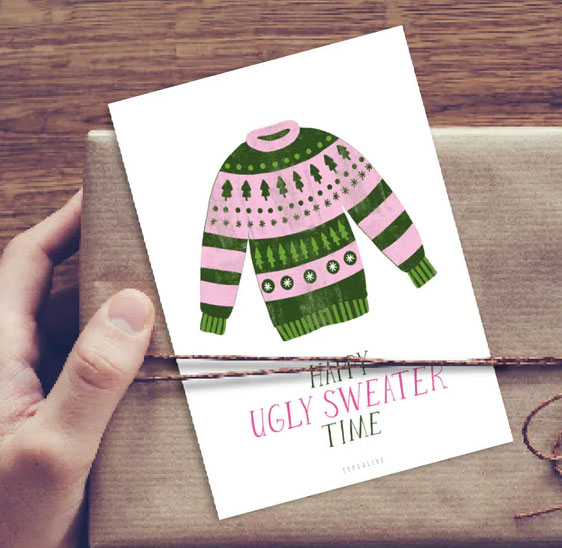 Typealive XMAS Postkarte "Ugly Sweater No. 2" Weihnachten, Pullover