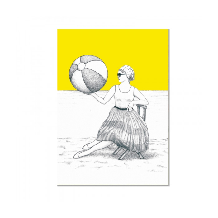 Postkarte Frau mit Ball von ask a duck     