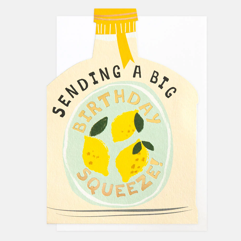 Caroline Gardner Doppelkarte Big Squeeze Lemons Bottle Birthday Card, LIT004, Geburtstagskarte
