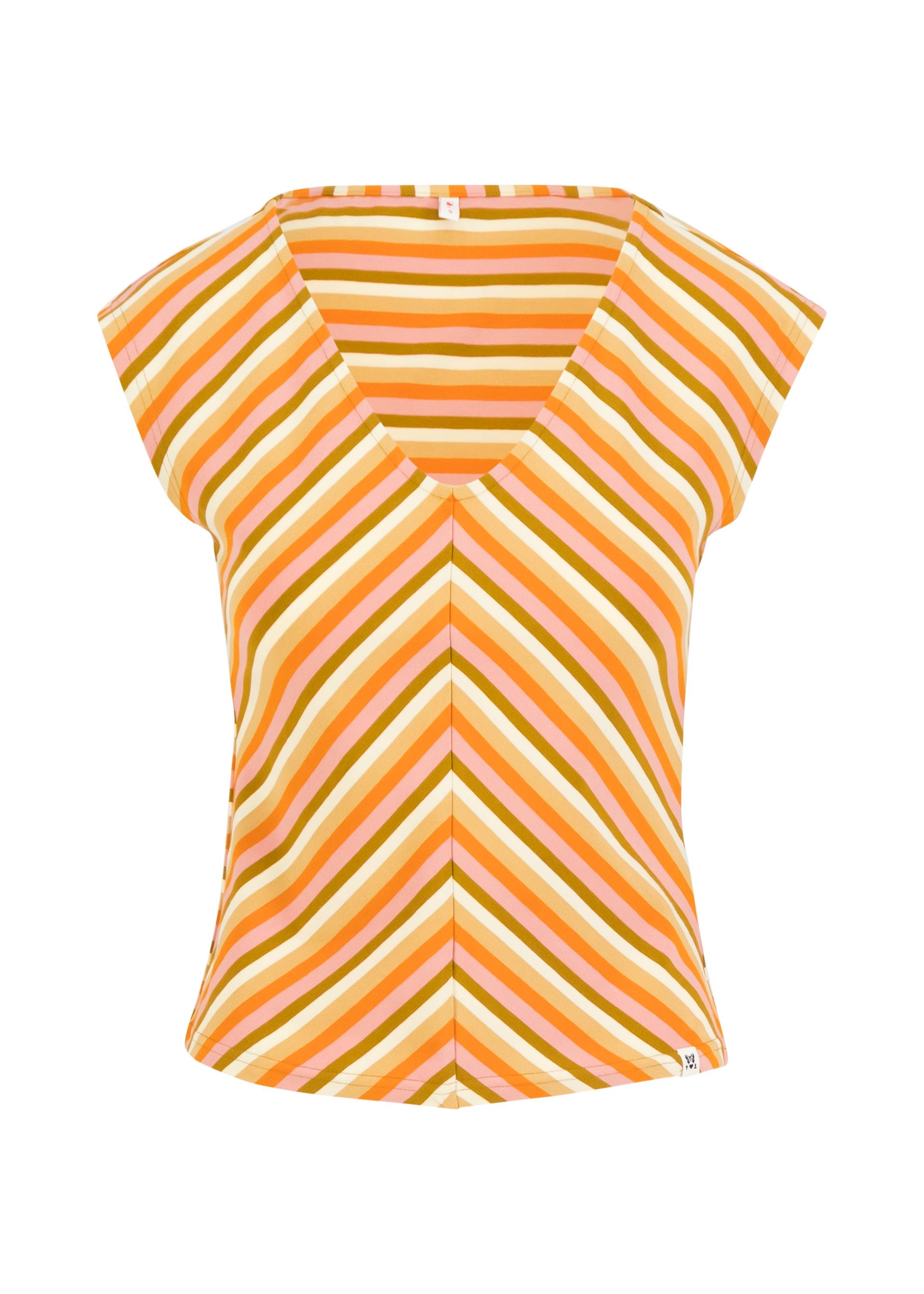 Blutsgeschwister Top Vintage V-Neck - blushing sunbeams stripes