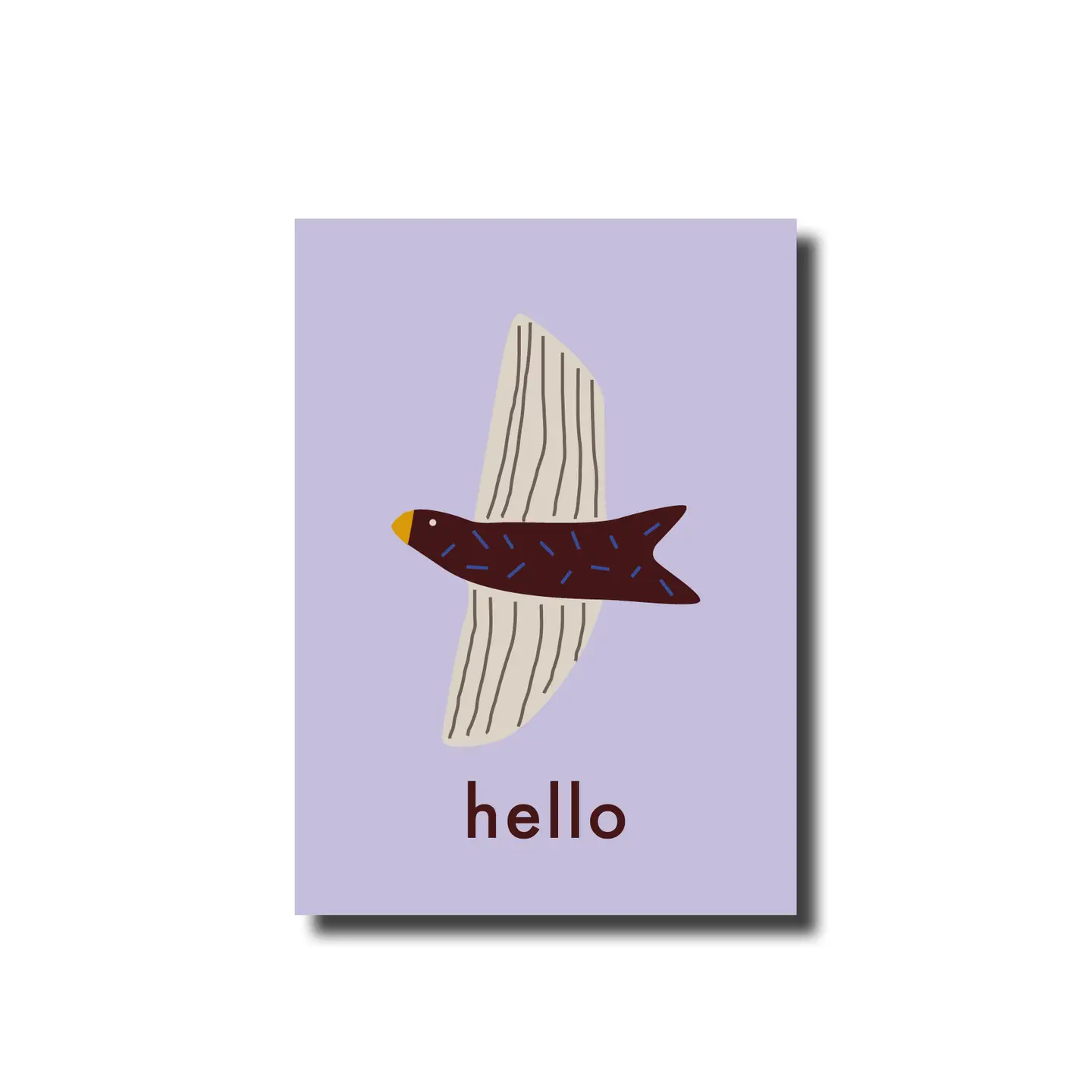 Postkarte Hello Vogel Lila von De Lange Tafel
