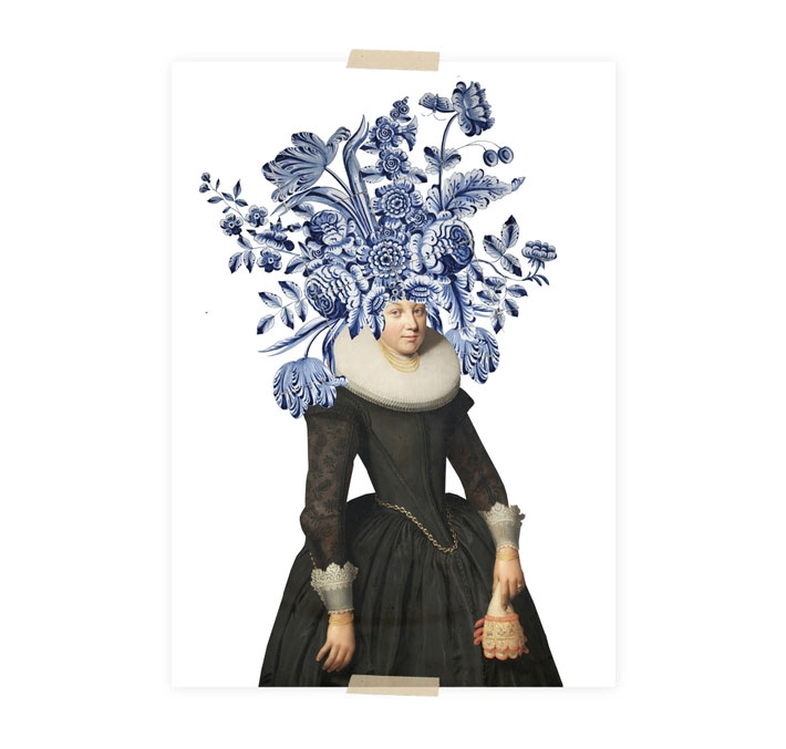 Lylies Postkarte Collage Zuiderzee-Kollektion - Frau in Schwarz von Lylies