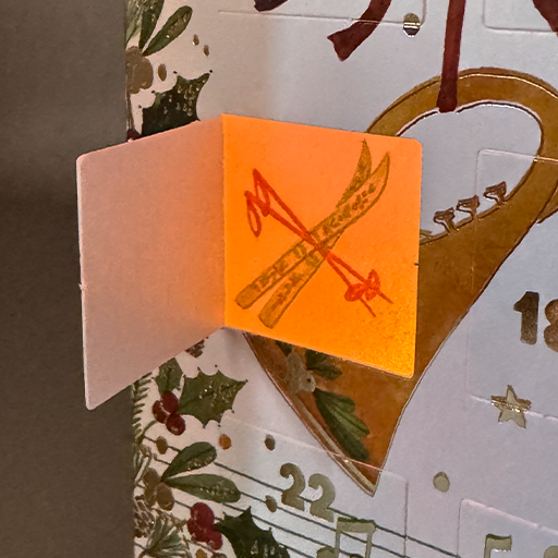 Adventskalender Karte , als Windlicht zum Aufstellen " Musikinstrumente"