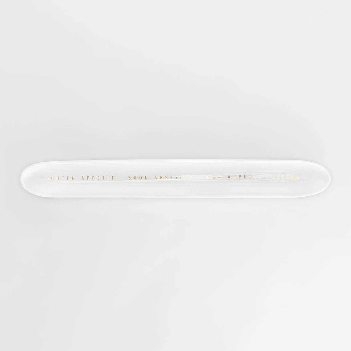 Guten Appetit. Servierplatte "Viersprachig" von Räder , ca. 31 x 3 cm