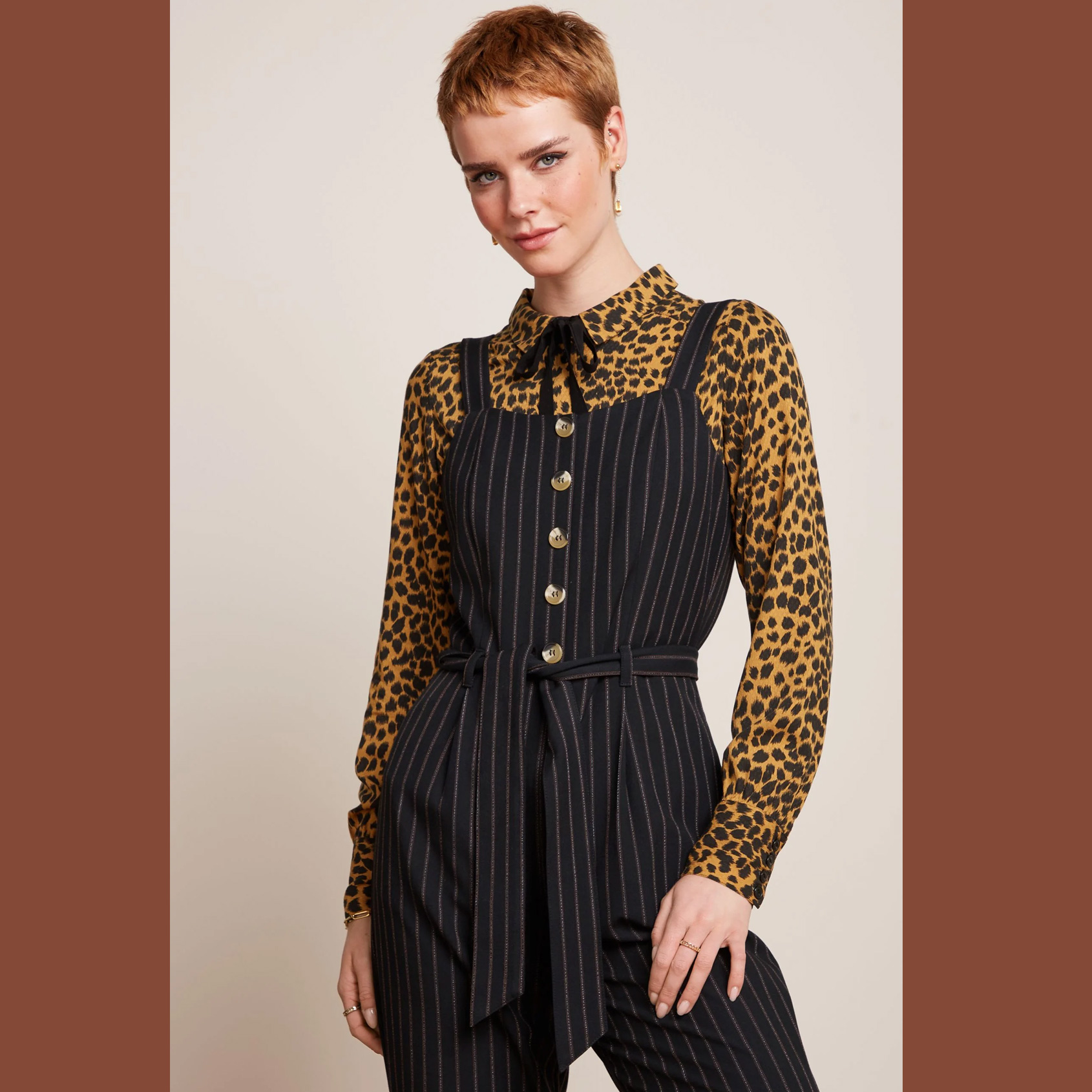 King Louie Ines Jumpsuit Ziggy Stripe, schwarz