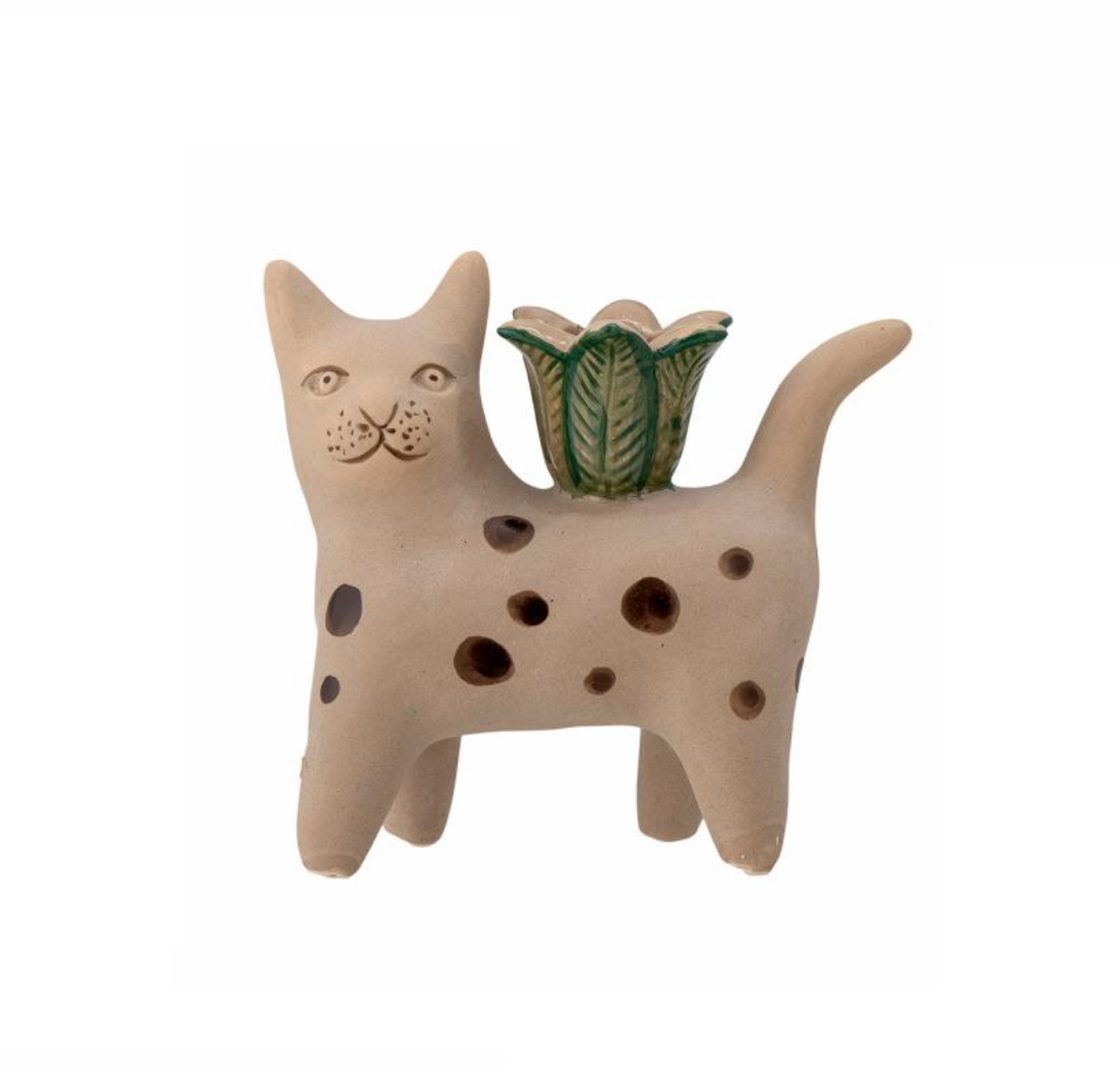  Kerzenhalter Katze stehend getupft, Keramik, Kerzenständer Mamie von Bloomingville, pro Stück