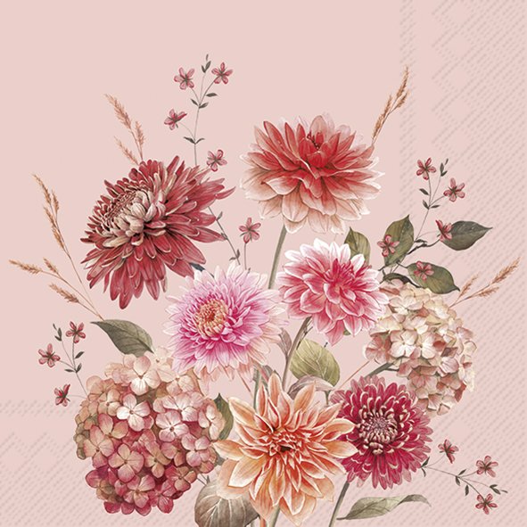 Papierservietten AUTUMN BOUQUET old rose, 33  x 33 cm, Lunchservietten von IHR