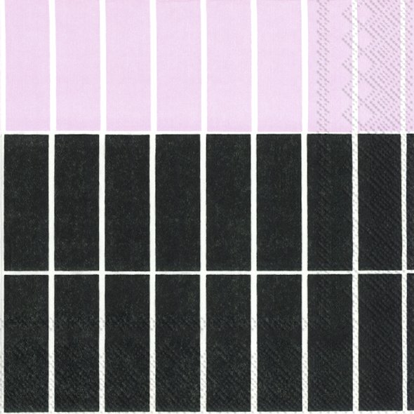 MARIMEKKO Papierservietten TIILISKIVI RAITA black rose    , 33 x 33  cm, Lunchservietten von IHR