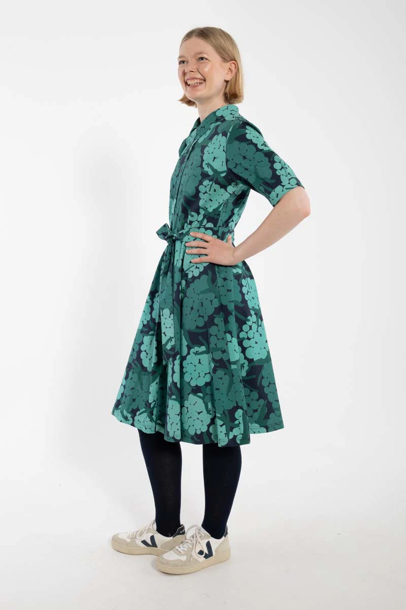 % Danefae Daneribe Popeline Stretch Kleid Dk Navy MAXIBERRY % Größe XL / 42