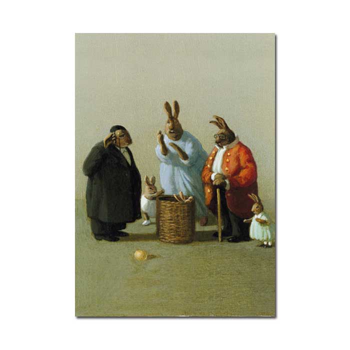 Inkognito Postkarte Hasenfamilie von Michael Sowa  