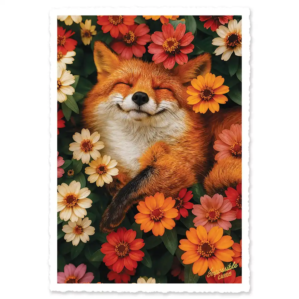Impossible Card Postkarte flower fox