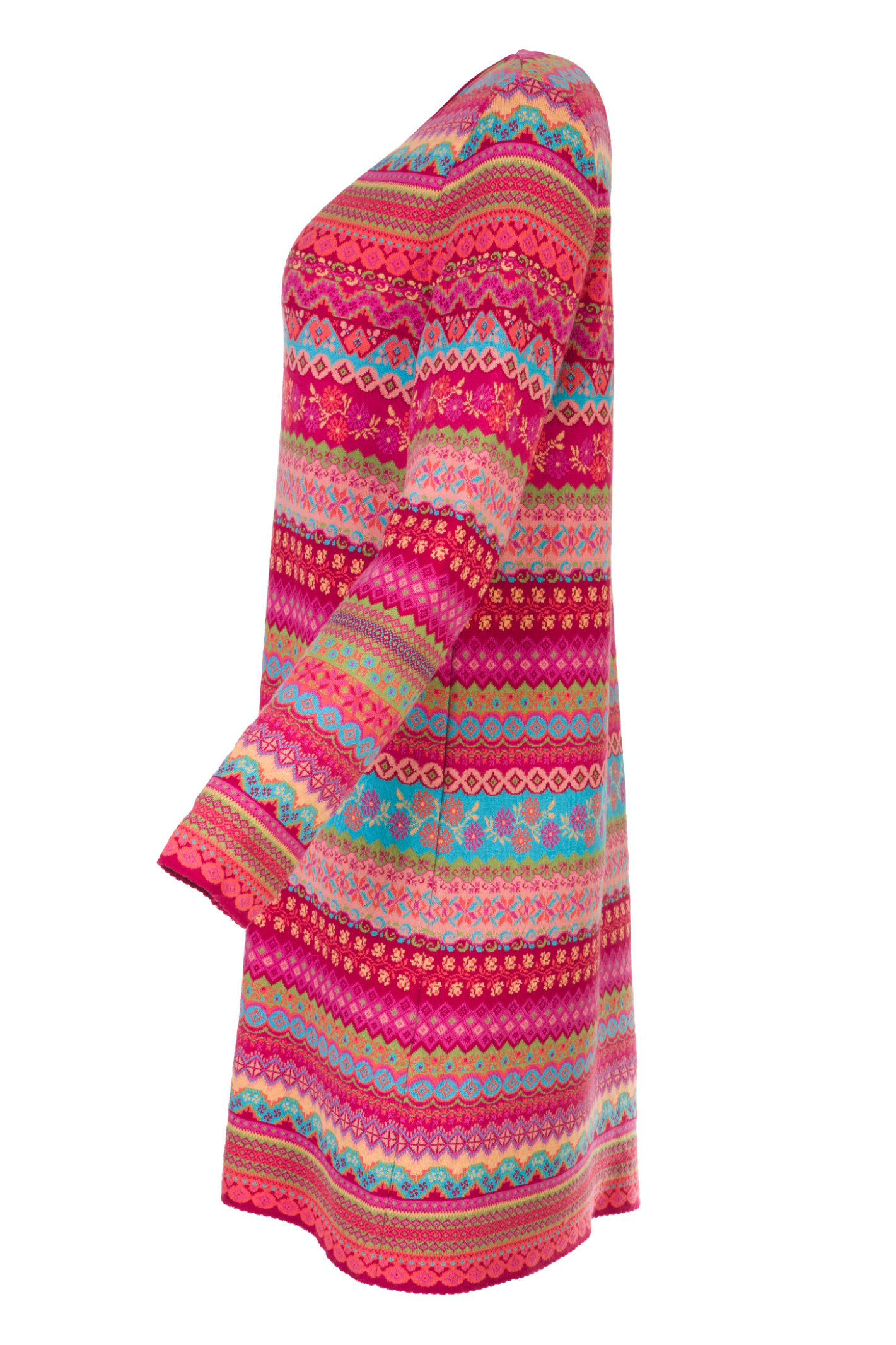 DUNQUE Jacquard-Kleid" BEA" GOTS , Farbe beere-bunt, 100 % Bio-Baumwolle, Made in Germany