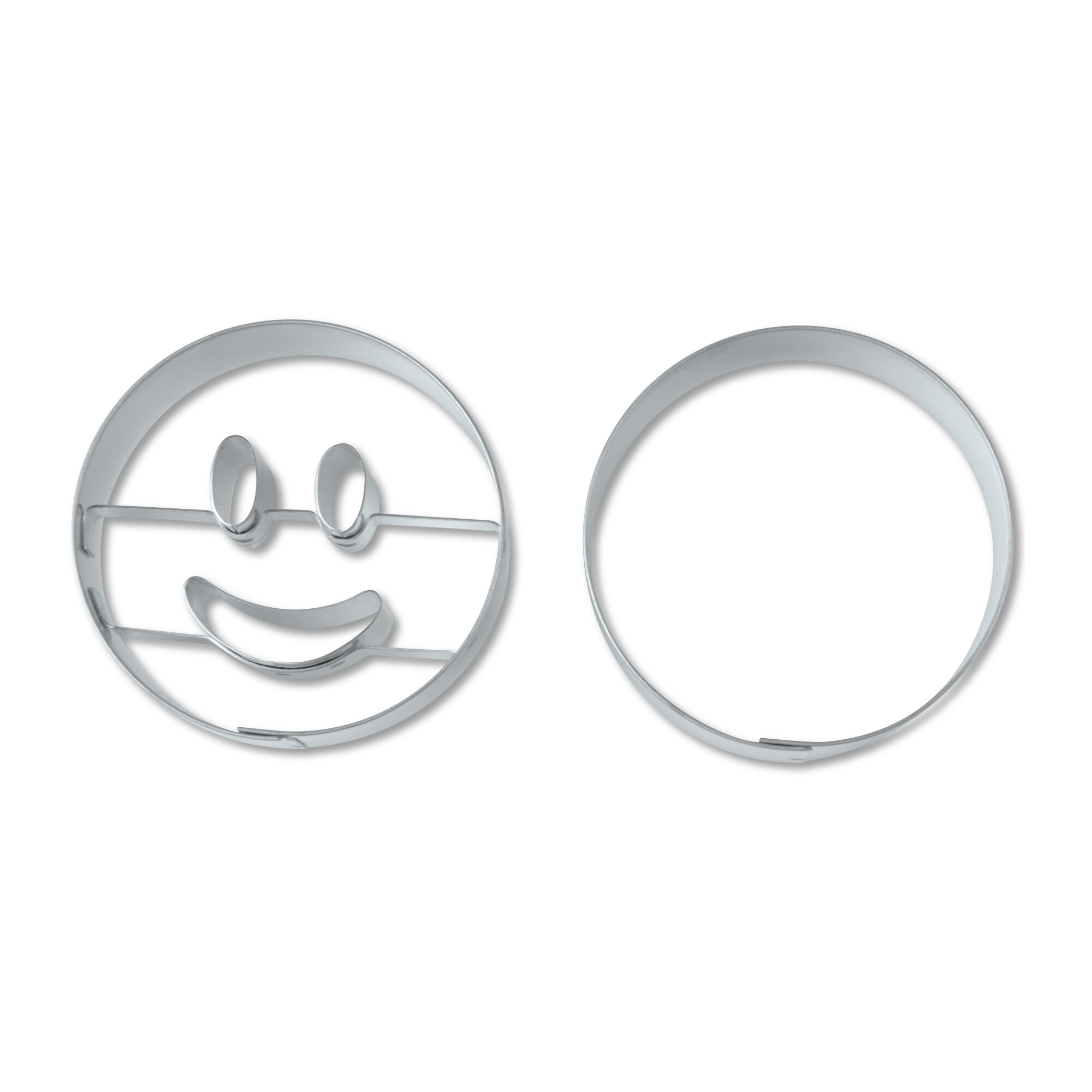 Ausstecherle Lachender Kreis im  Set, SMILE,  2-teilig Edelstahl 5,5 cm von Städter, Präge-Ausstecher, Plätzchen Backen