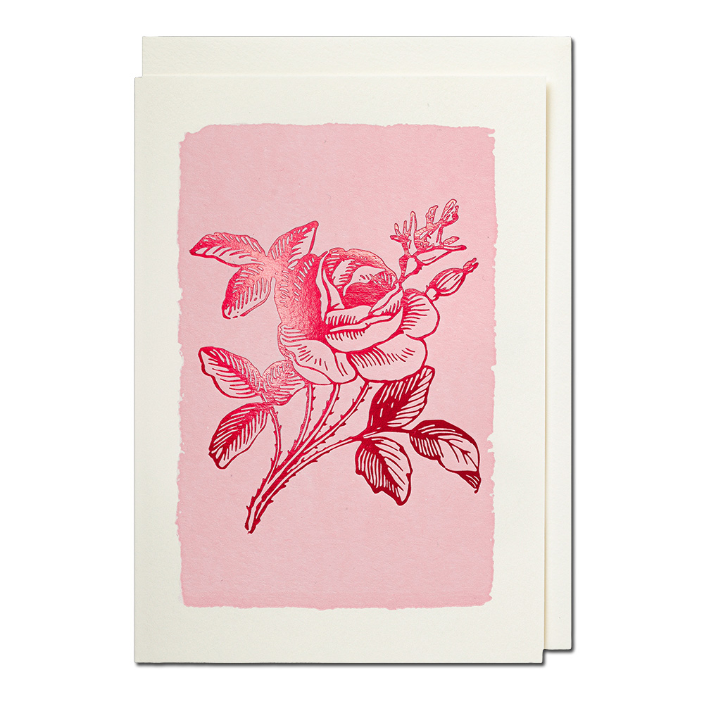 Kleine Grußkarte Letterpress - Pink Rose von ARCHIVIST 