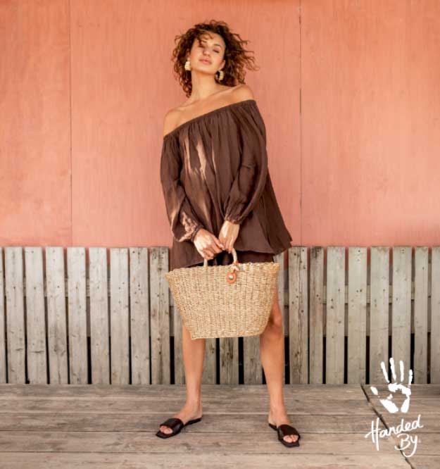 HANDED BY Mini Shopper Sofia, natural light brown, ca. 22 x 20 x 13 cm