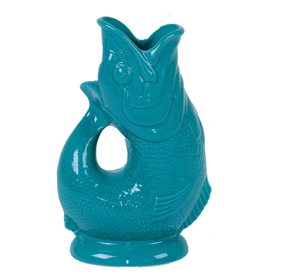 Gluckigluck  Fisch Karaffe/ Vase XL türkis ca. 1,1 L, Höhe ca. 27 cm  