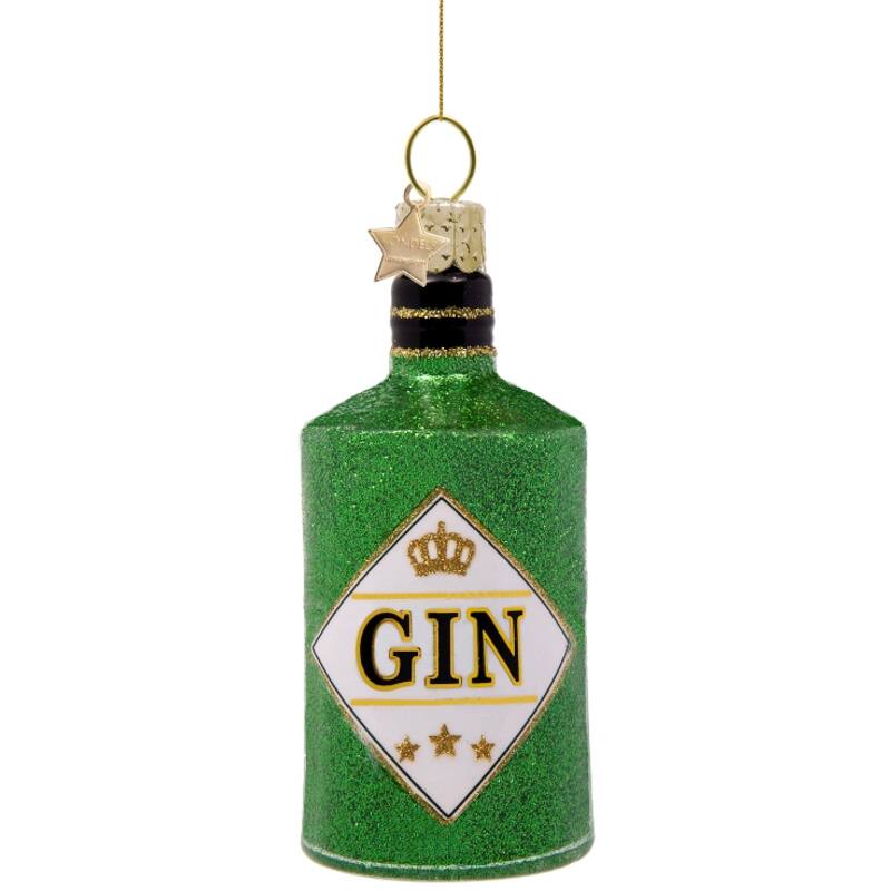  Weihnachtskugel GIN, grün Glitzer, Glas,  H. ca. 10 cm  
