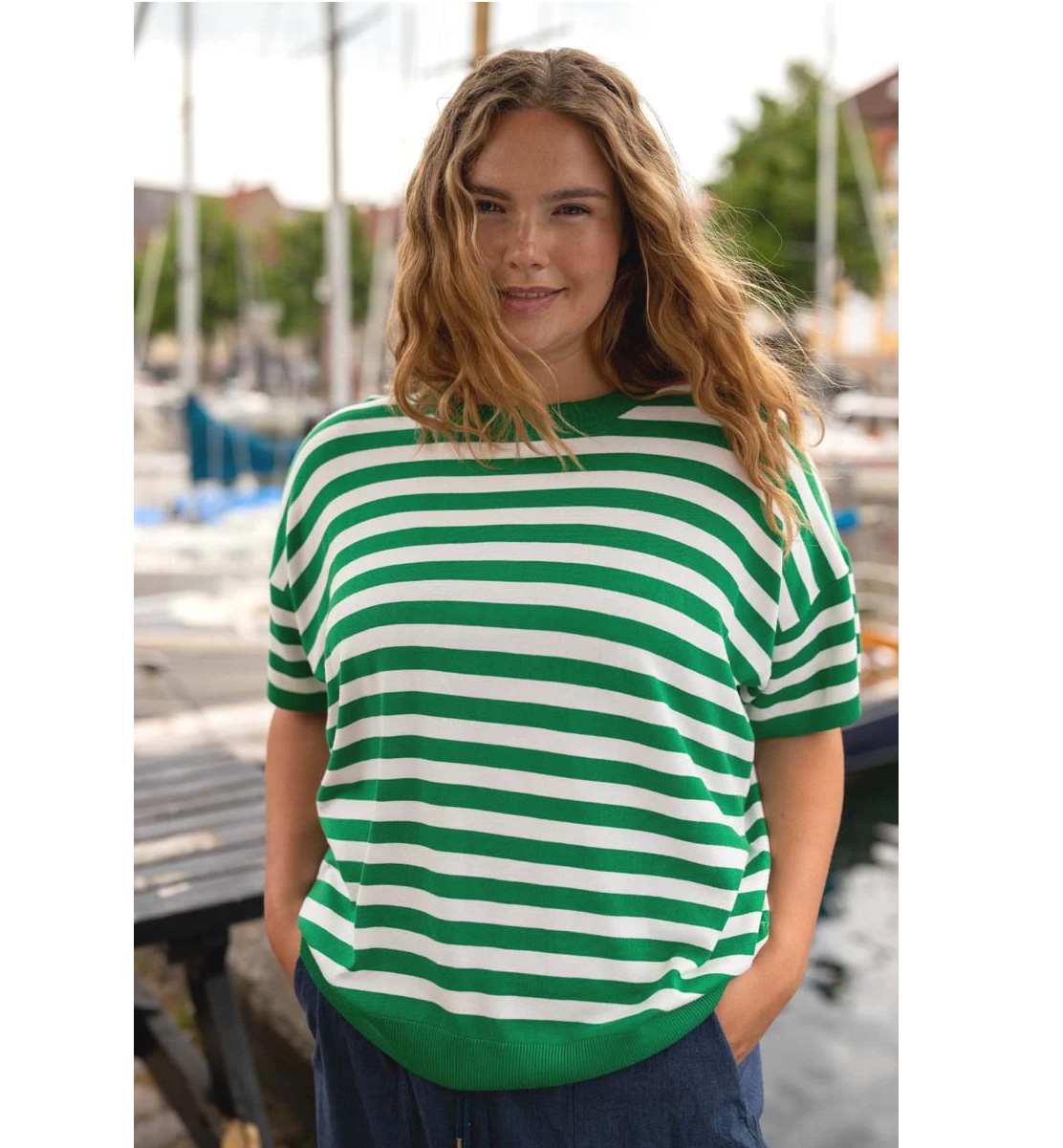 % Danefae Danesolbad Viskose-T-Shirt Grün/Kreide % Größe M/38