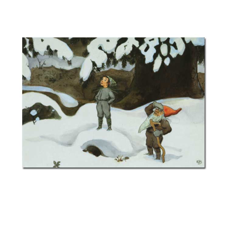Postkarte "Tomte im Schnee" Weihnachten, Winter   