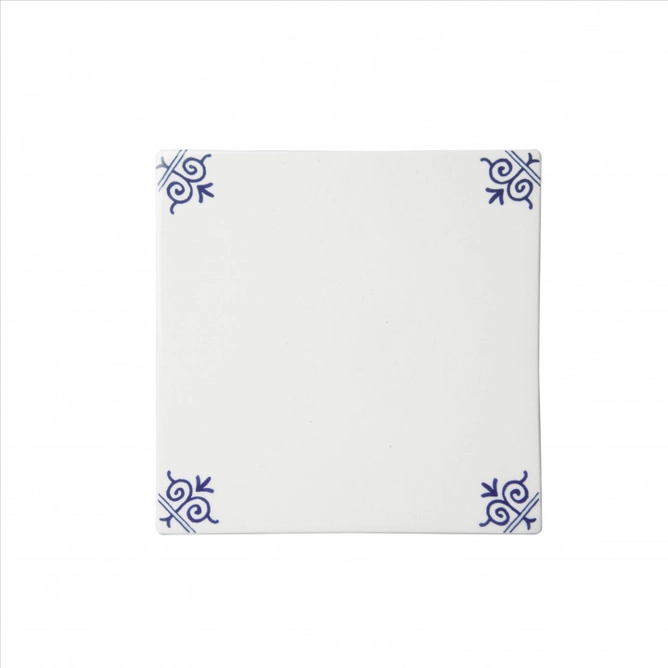 Kachel/ Fliese mit Muster in den Ecken ca.13 x 13 cm von Heinen Delfts Blauw, Holland, Niederlande  