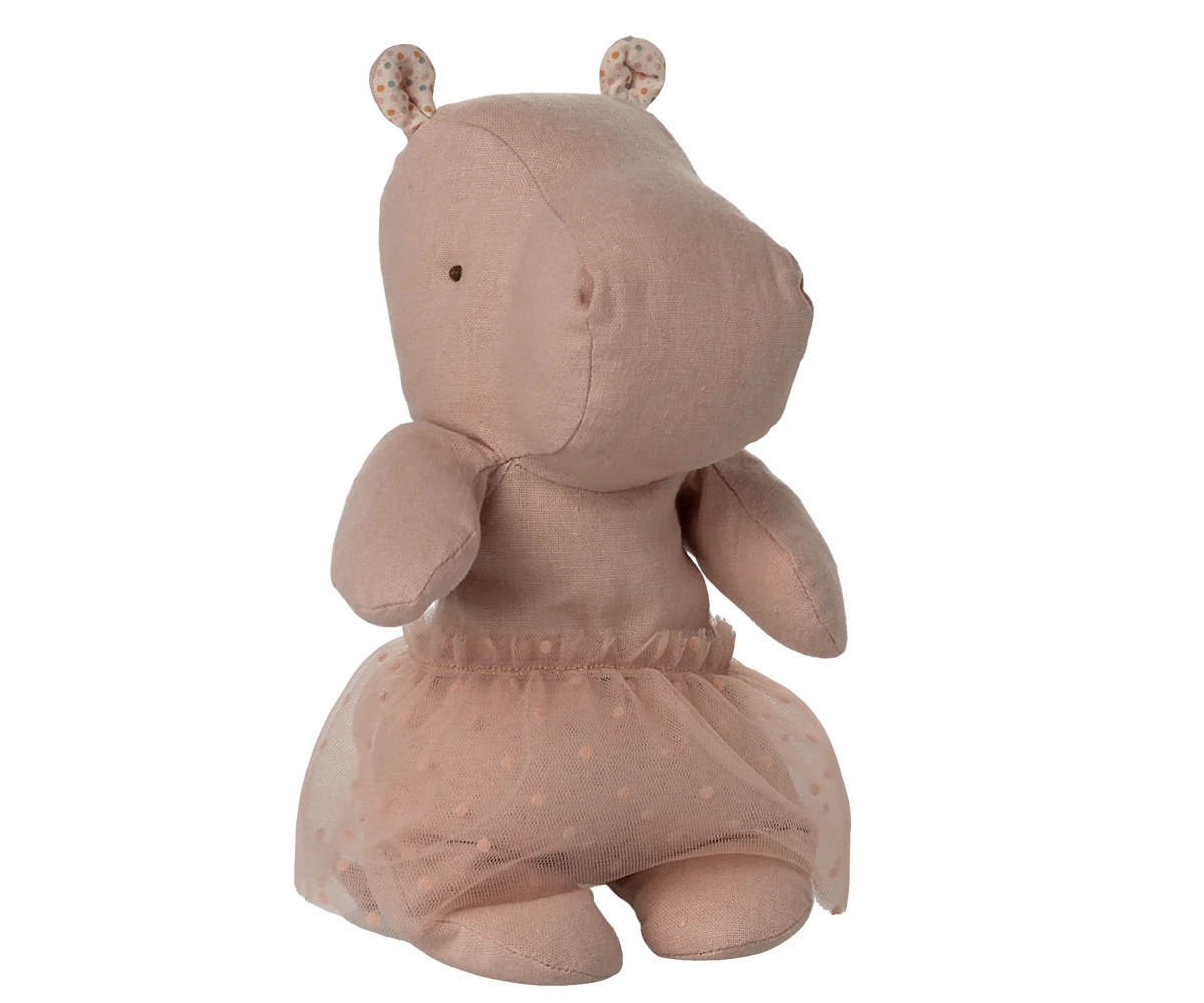 Maileg Kuscheltier Safari Friends, Nilpferd m. Rock, Klein - Rosa, H 23 cm , Ballerina