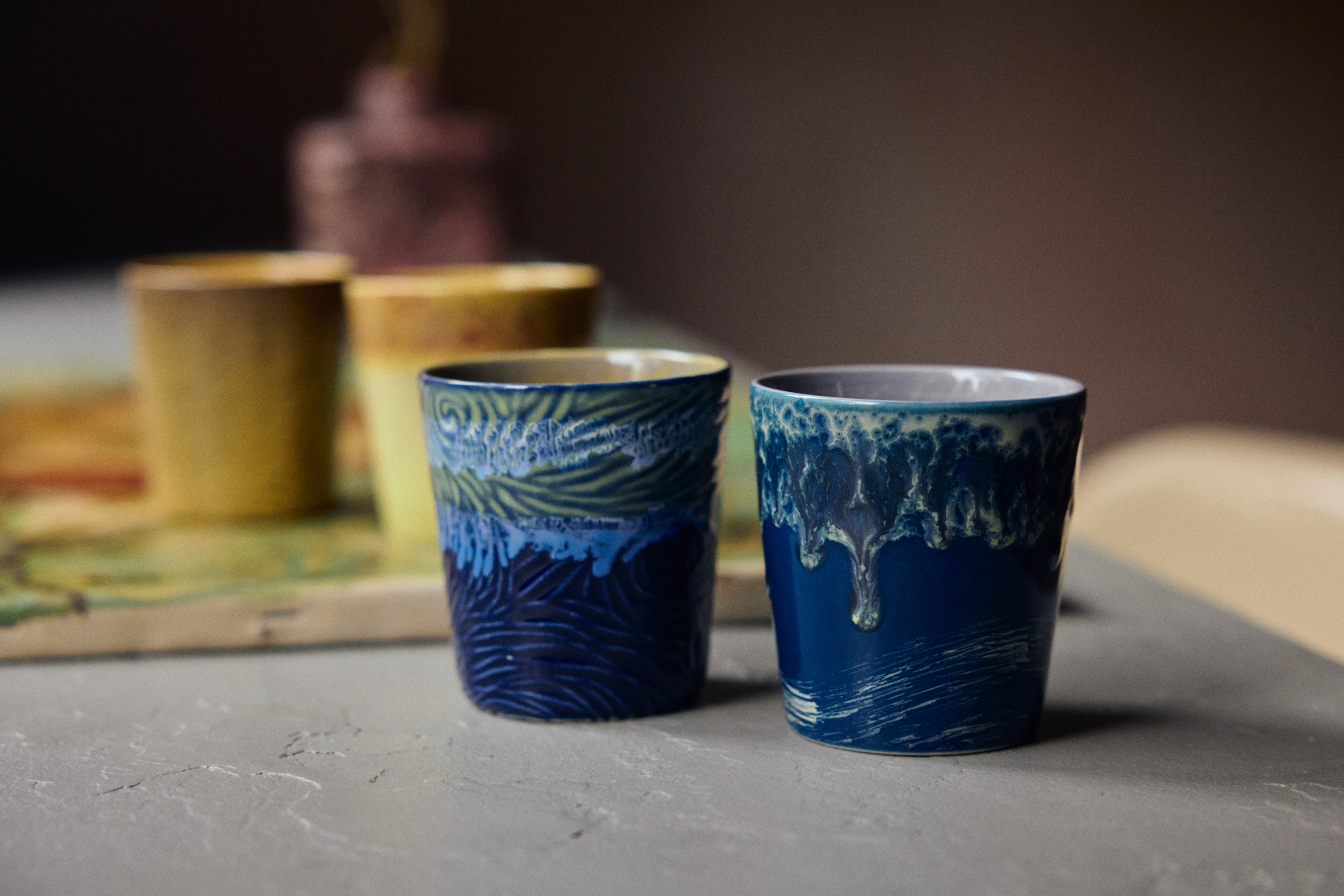 HKliving 70's Kaffee Becher Van Gogh 2er Set, STARRY NIGHT, 70s ceramics: Van Gogh coffee mugs starry night, set of 2