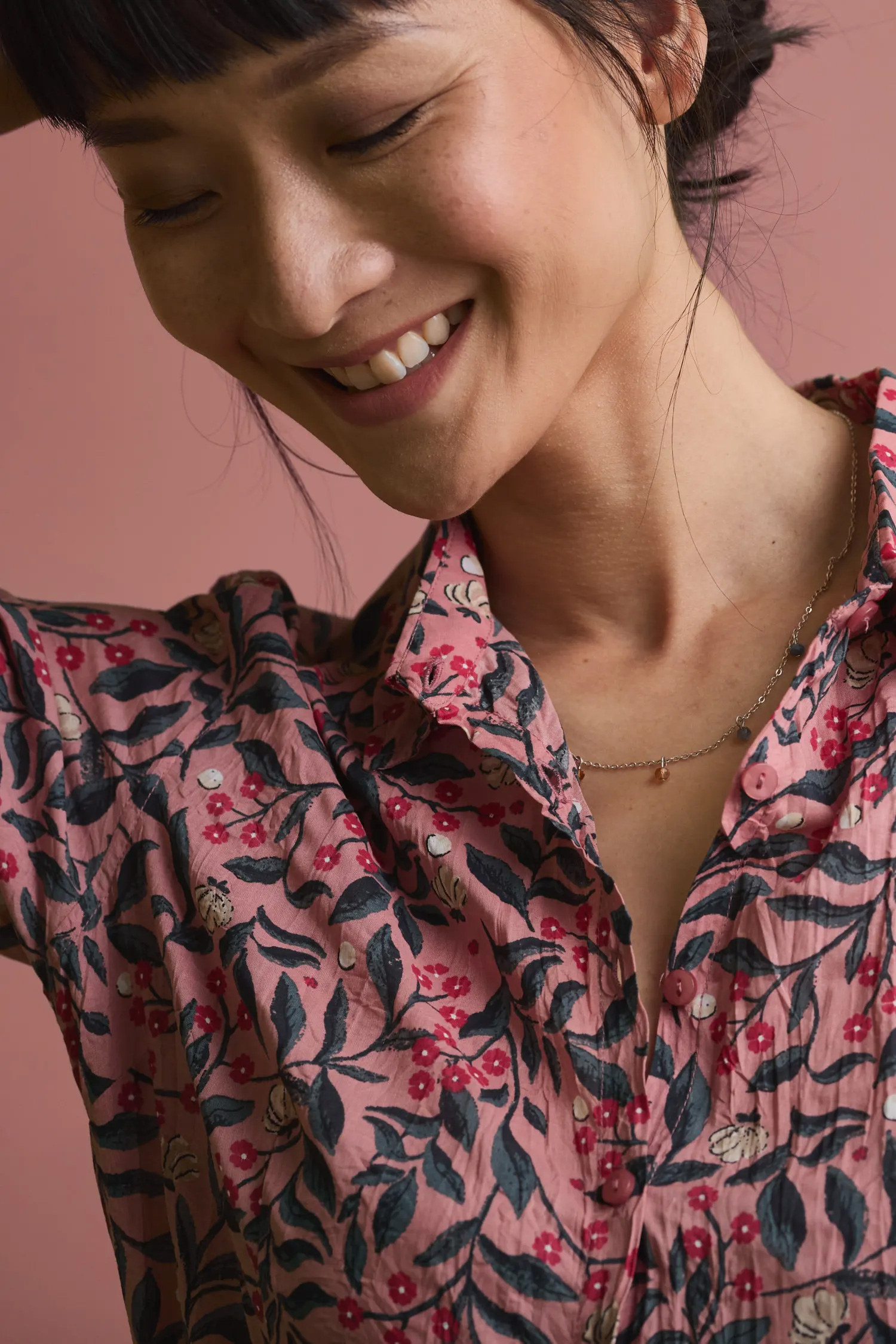 SEASALT Larissa Bluse Organic Cotton Shirt, Muster: Ceramic Floral Rose Dew