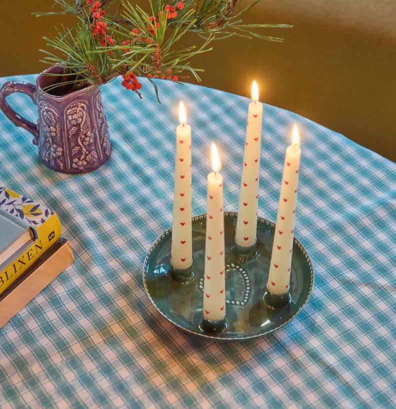 Rice Metall Kerzenhalter für 4 Kerzen, Grün...schön für den Advent! D. ca. 18 cm