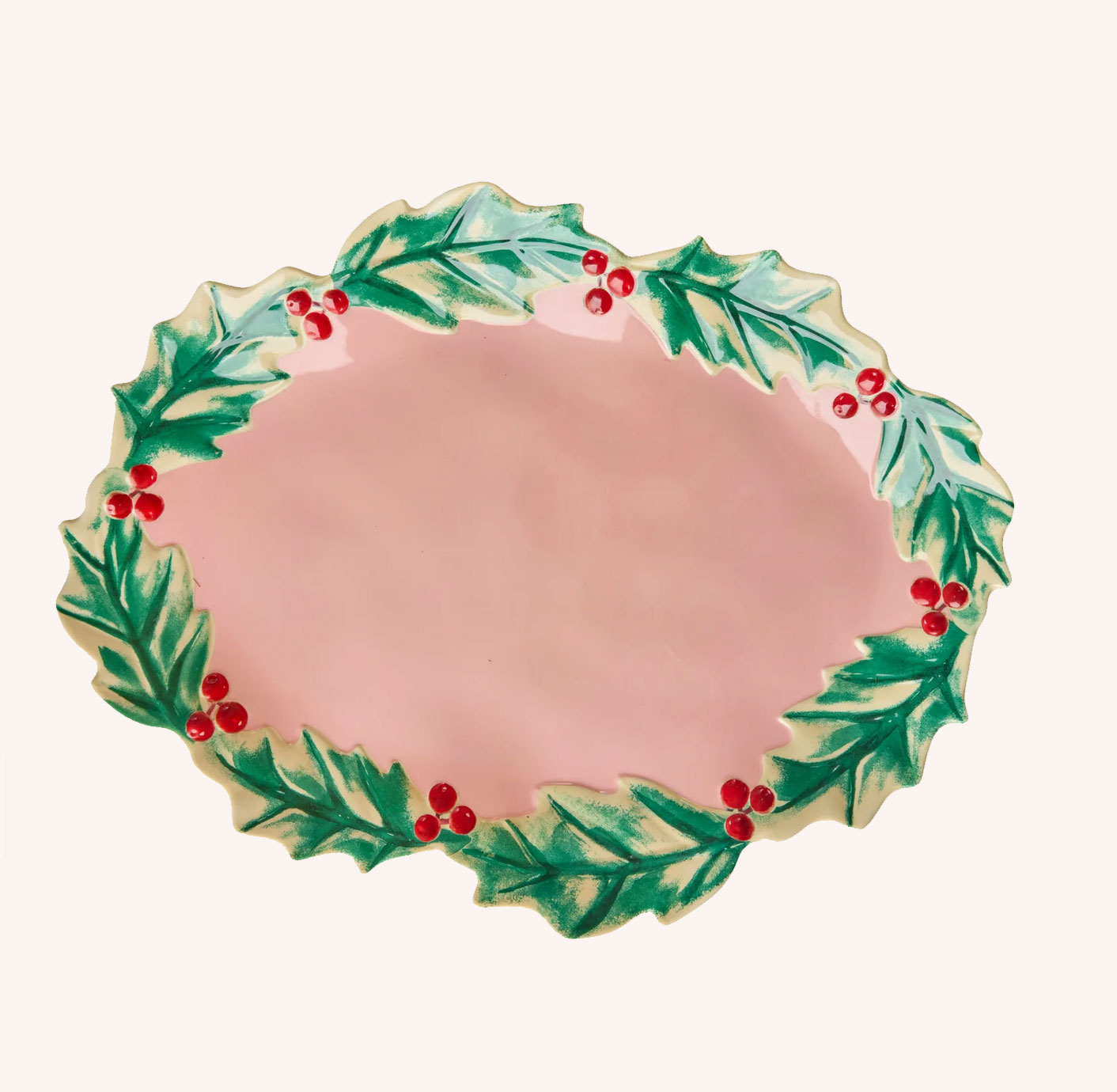 Rice XMAS Melamin Servierplatte Pink , ca. 31 x 41 cm, Weihnachten