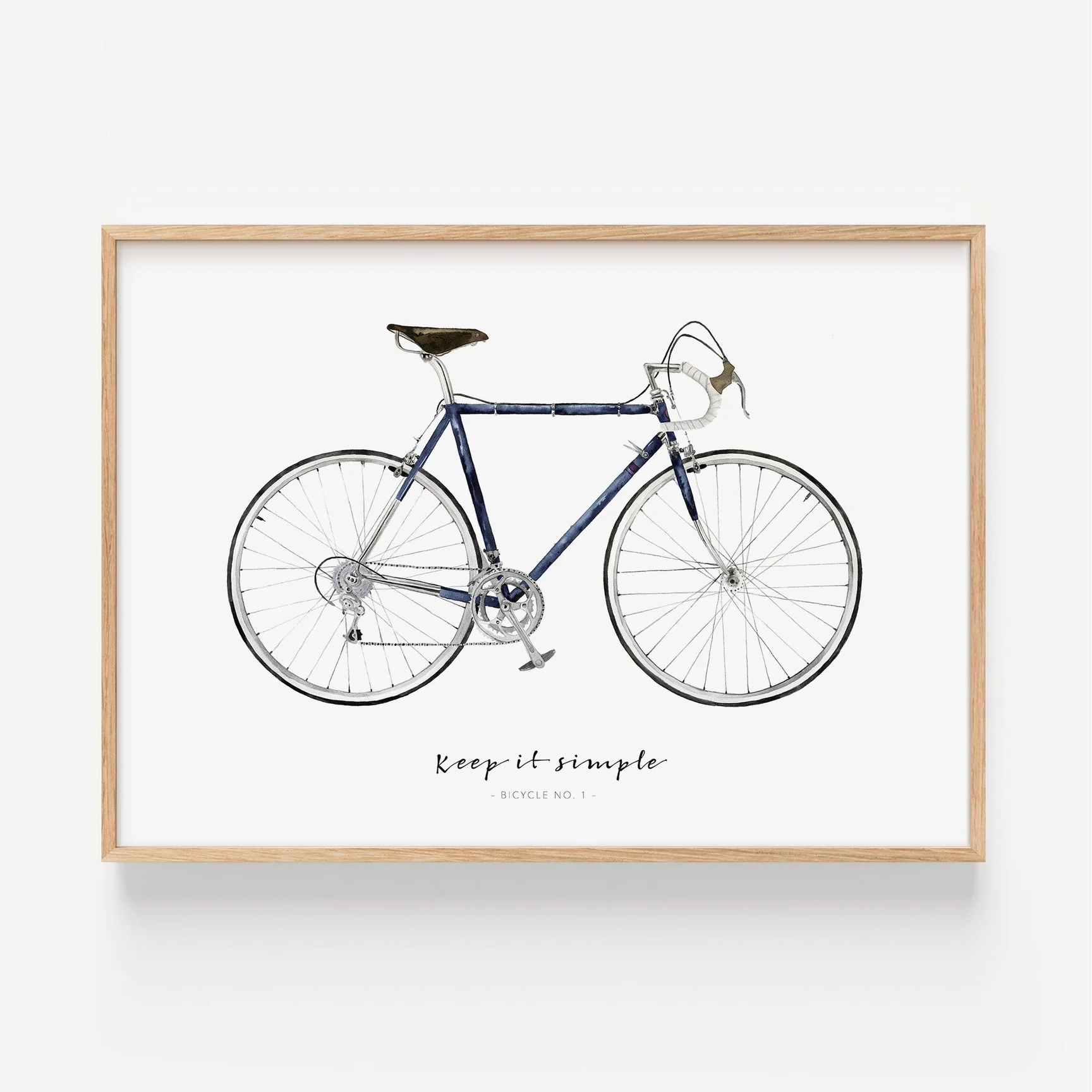 Leo La Douce Kunstdruck Fahrrad Keep It Simple, A4, Blue Bicycle 
