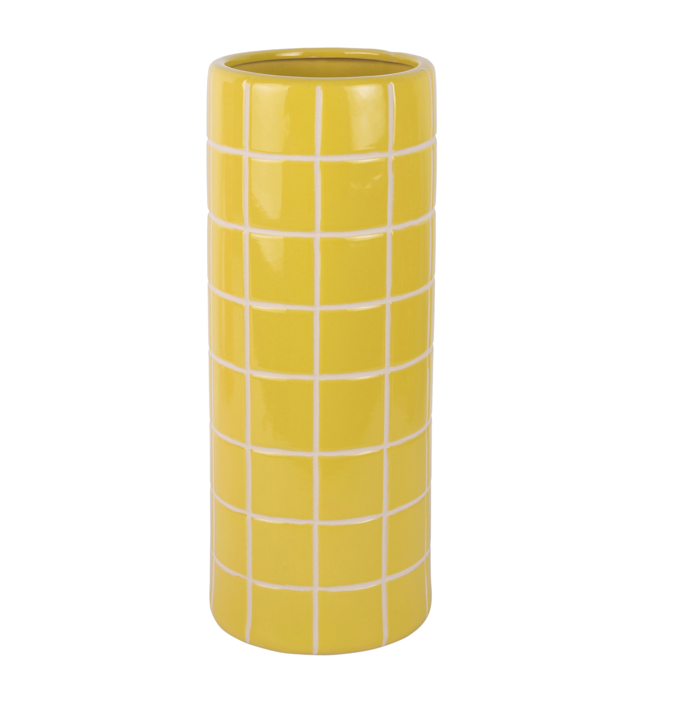 Vase Retro Fliesen Gelb, Vase Retro Tiles Round Large Höhe 40 cm, D. 15 cm  