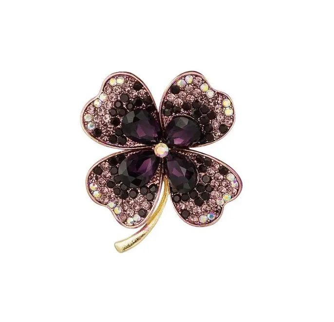 Brosche Kleeblatt violett, Modeschmuck