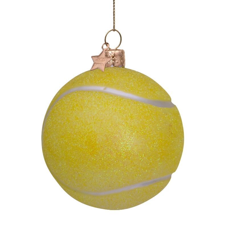 Weihnachtsanhänger Tennisball, Glas , D. ca.8,7 cm, Sport, von Vondels