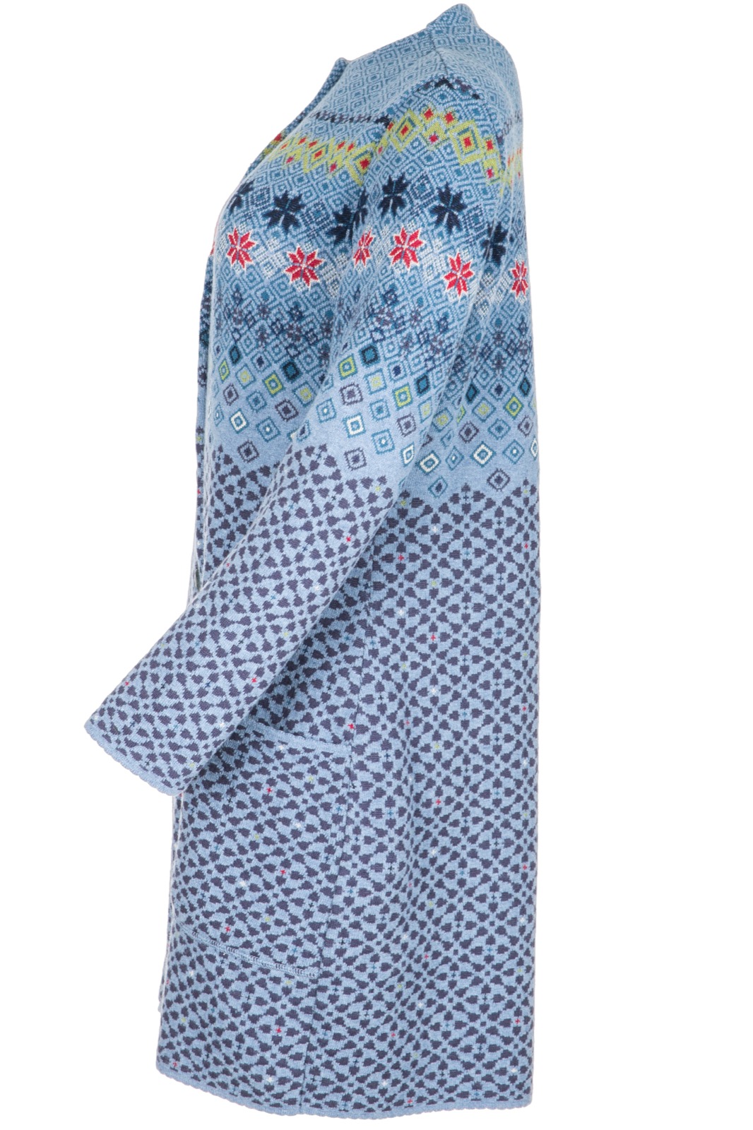 DUNQUE Jacquard-Kurzmantel "UTA" , Farbe blau-bunt, Made in Germany 