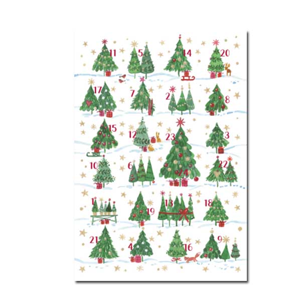 Adventskalender Doppelkarte " Weihnachtsbäume"    
