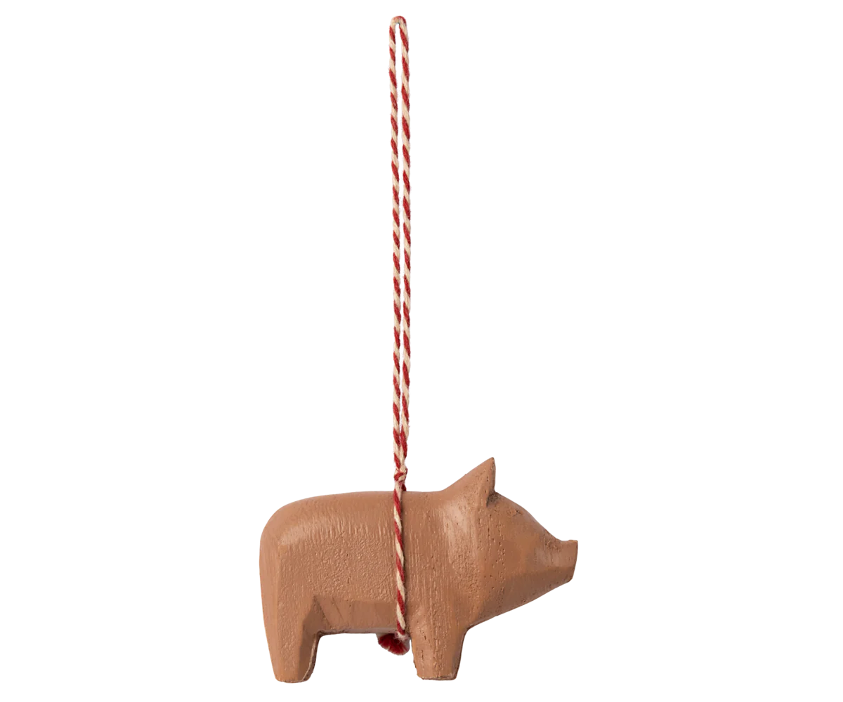 Maileg Xmas Holzornament, Schwein - Alt Rose, ca. 5 x 7 cm, pro Stück
