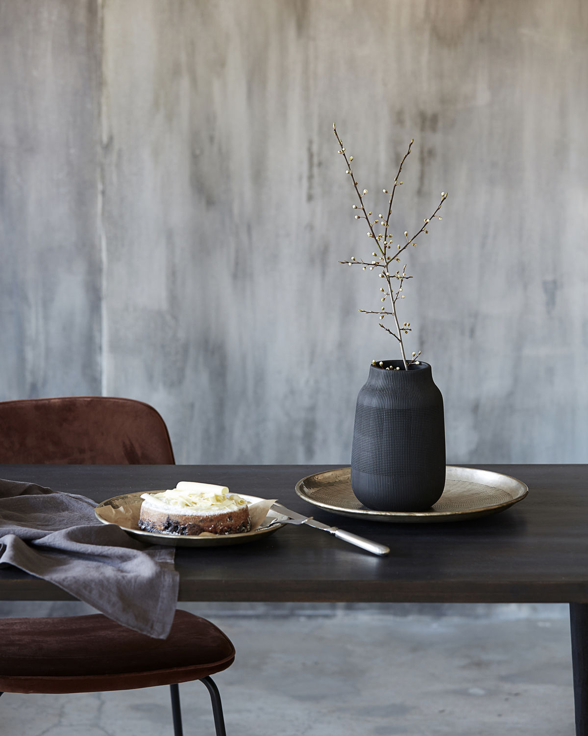 % House Doctor Tablett, Carve, Antik-Silber, D. ca. 38 cm