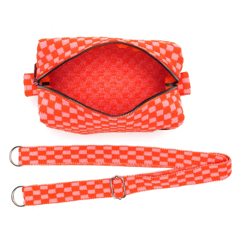 LOT83 Umhängetasche Megan 02, Karo Orange-Pink