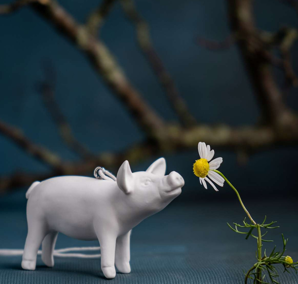 KLATT OBJECTS FERKEL Anhänger zum Anhängen, Farbe: Weiß, ca. 5 x 7 cm , Pro Stück  