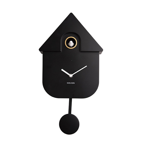 Wanduhr CUCKOO, Moderne Kuckucksuhr, Schwarz, Uhr  