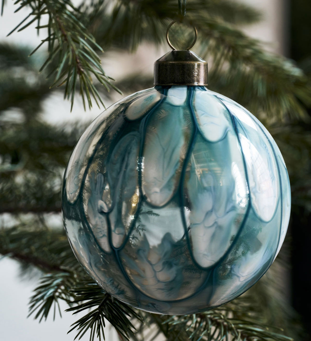  House doctor XMAS Weihnachtskugeln 2er Set "Runy, Hellblau" ca. 8 cm, Glas