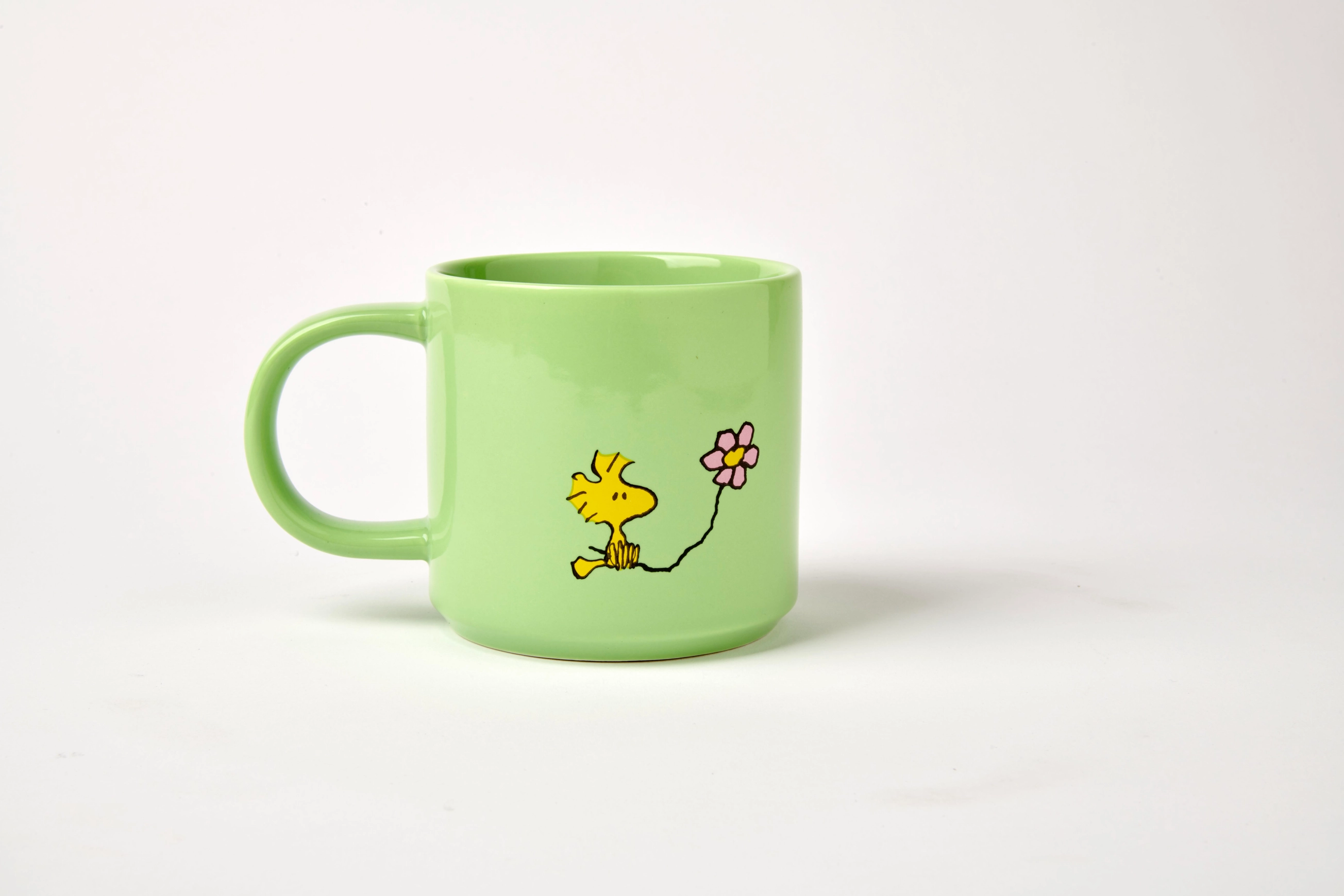 The Peanuts Becher "POSY", Snoopy & Woodstock with Flowers Tasse, ca. 330 ml  , Grün
