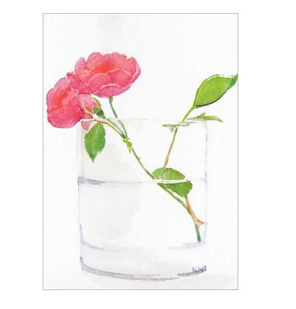 Pia Malmros Surpris Karte mit Umschlag Rose im Glas