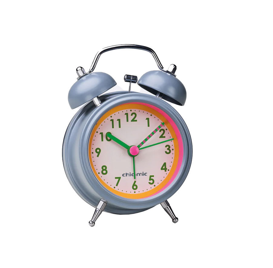 Wecker Retro, Hellblau, mit Licht & Glockenalarm, alarm clock sunset, Uhr