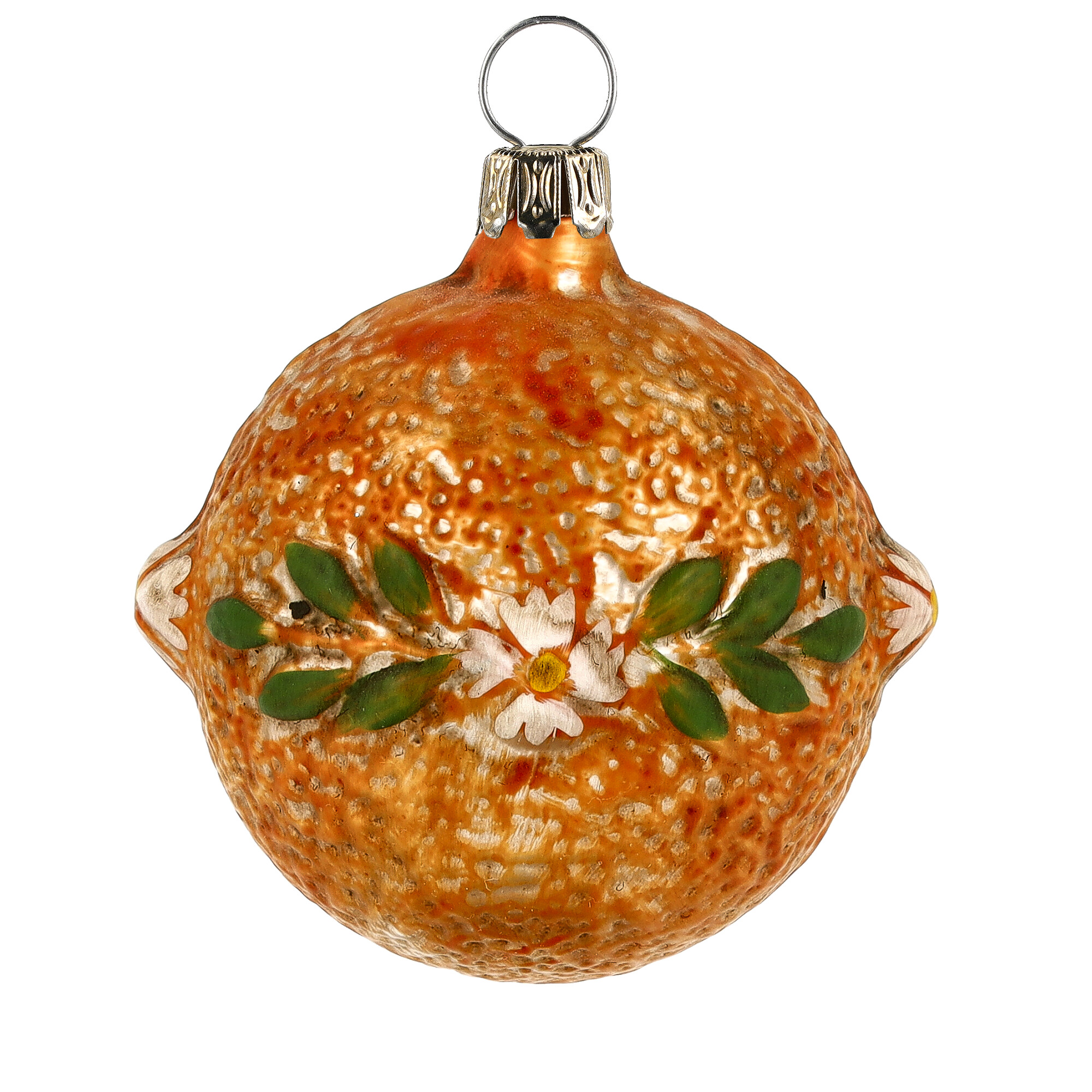 Nostalgie Christbaumkugel "Apfelsine", patiniert von Marolin, Mandarine, Orange