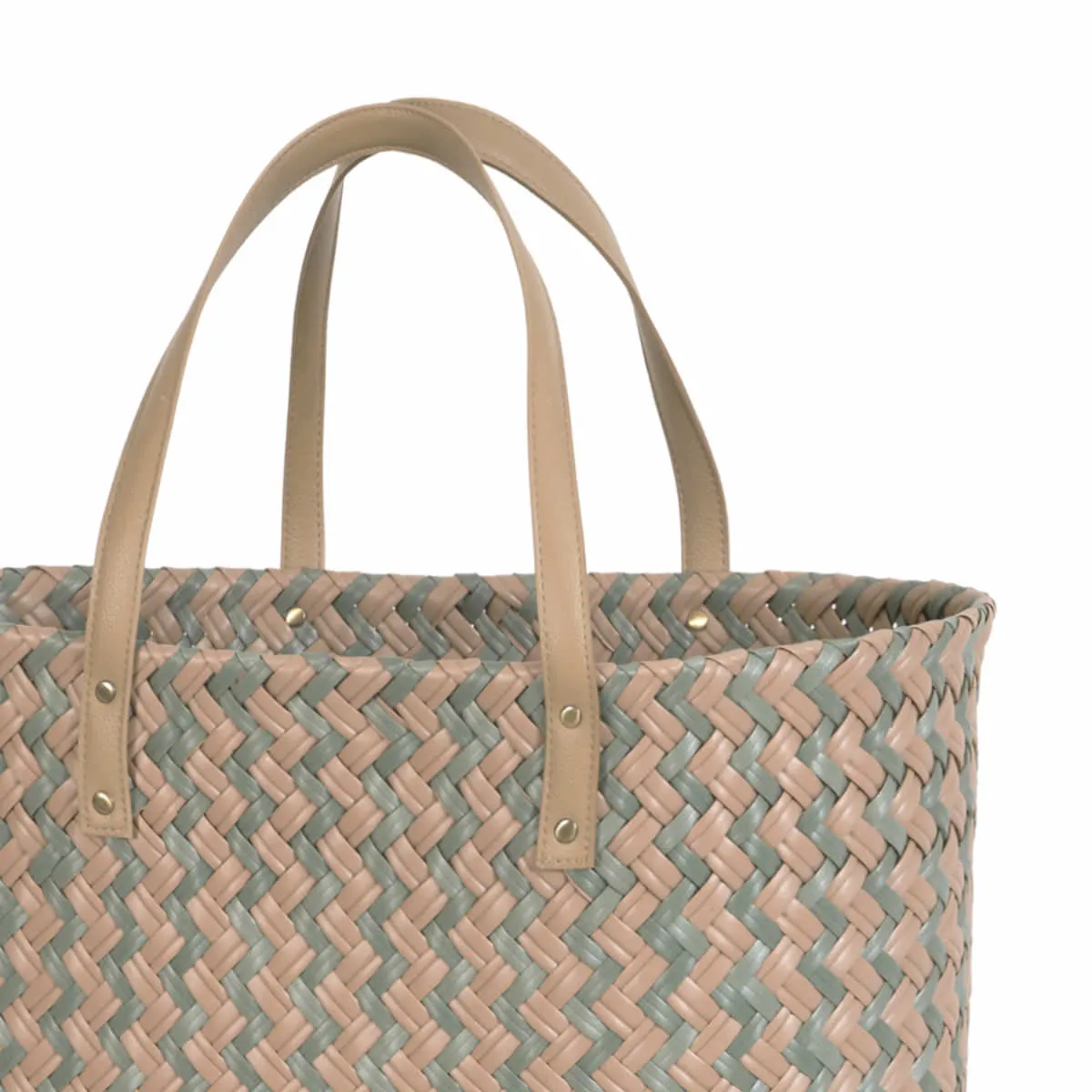 Handed By Shopper Faye grün & braun - Design Einkaufstasche & Strandtasche