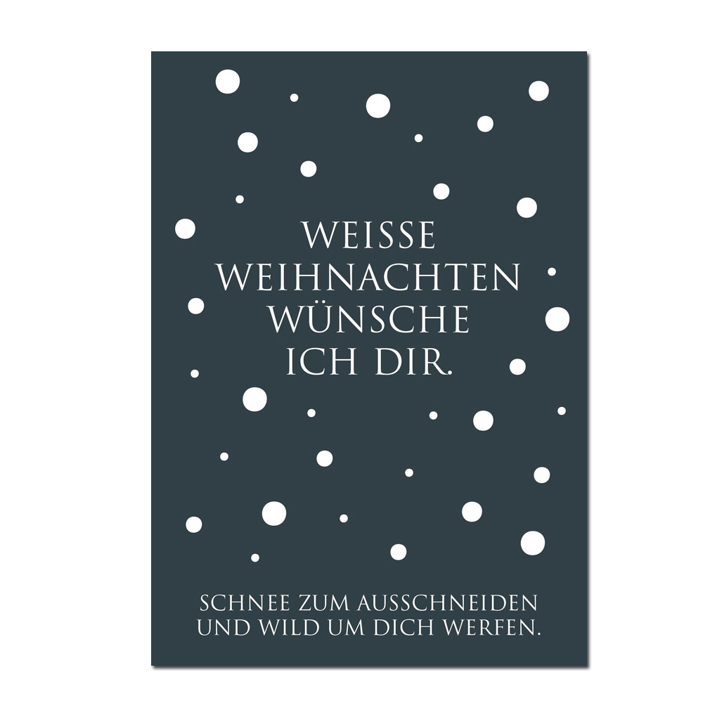 Wunderwort Postkarte CHRISTMAS "Weiße Weihnachten" dunkelgrau