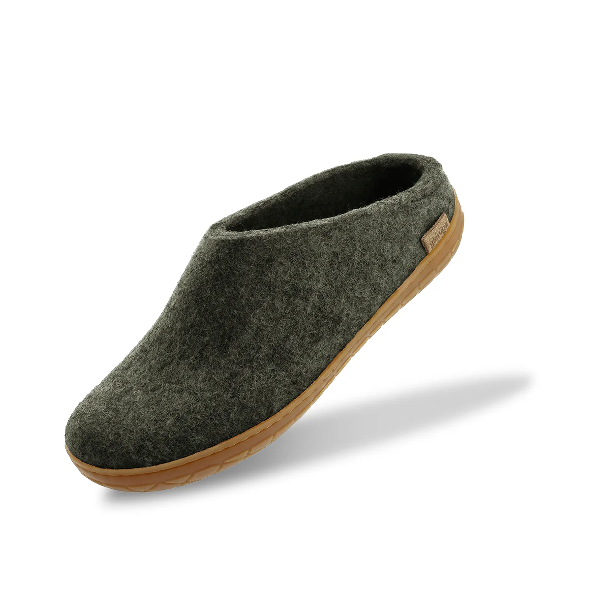 Glerups Open Heel / Slipper 100% Wollfilz , Hausschuhe, Schlappen forest  mit Sohle aus Naturkautschuk 